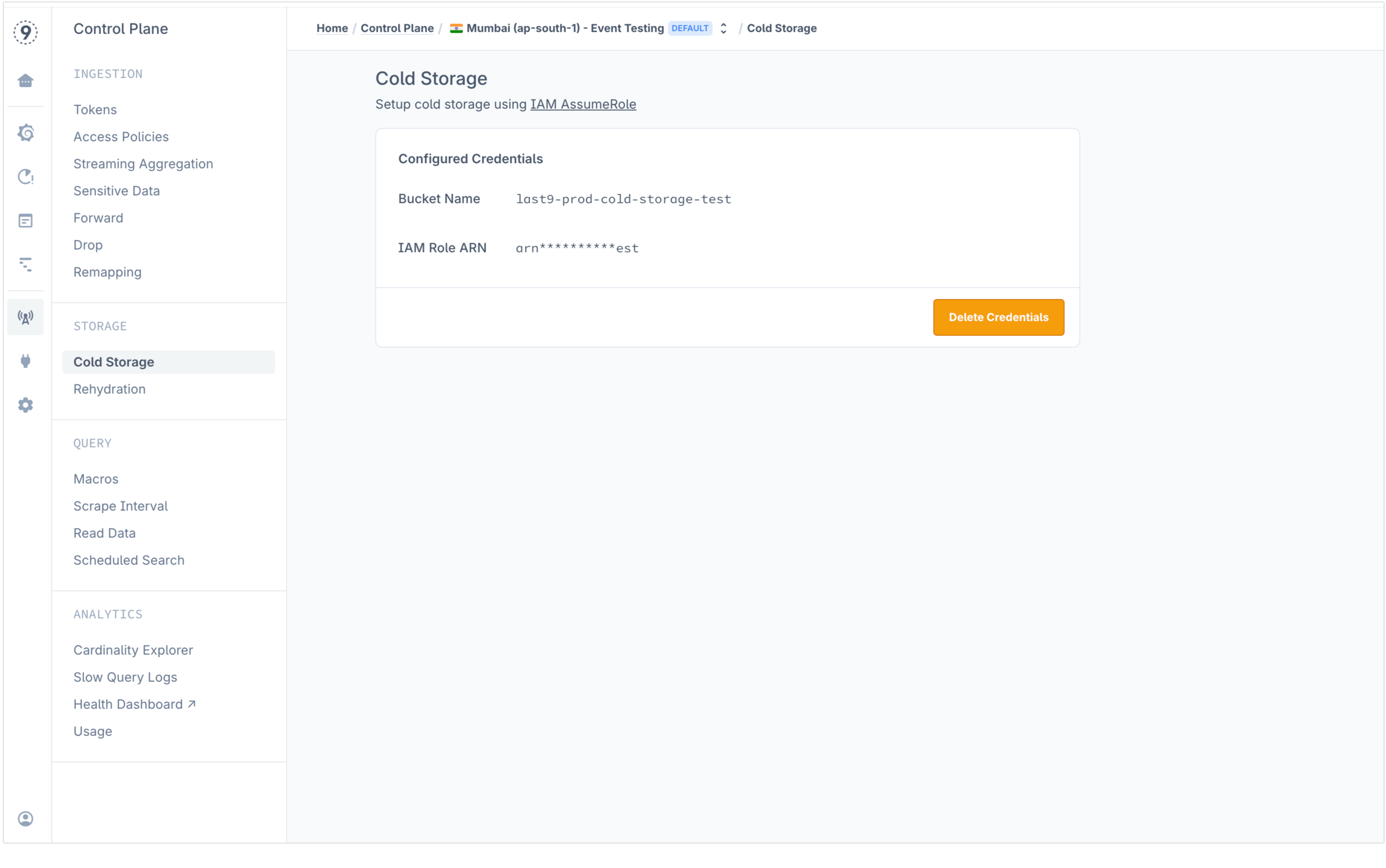 Configure Cold Storage