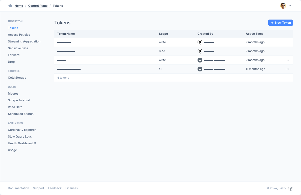 Control Plane — Tokens