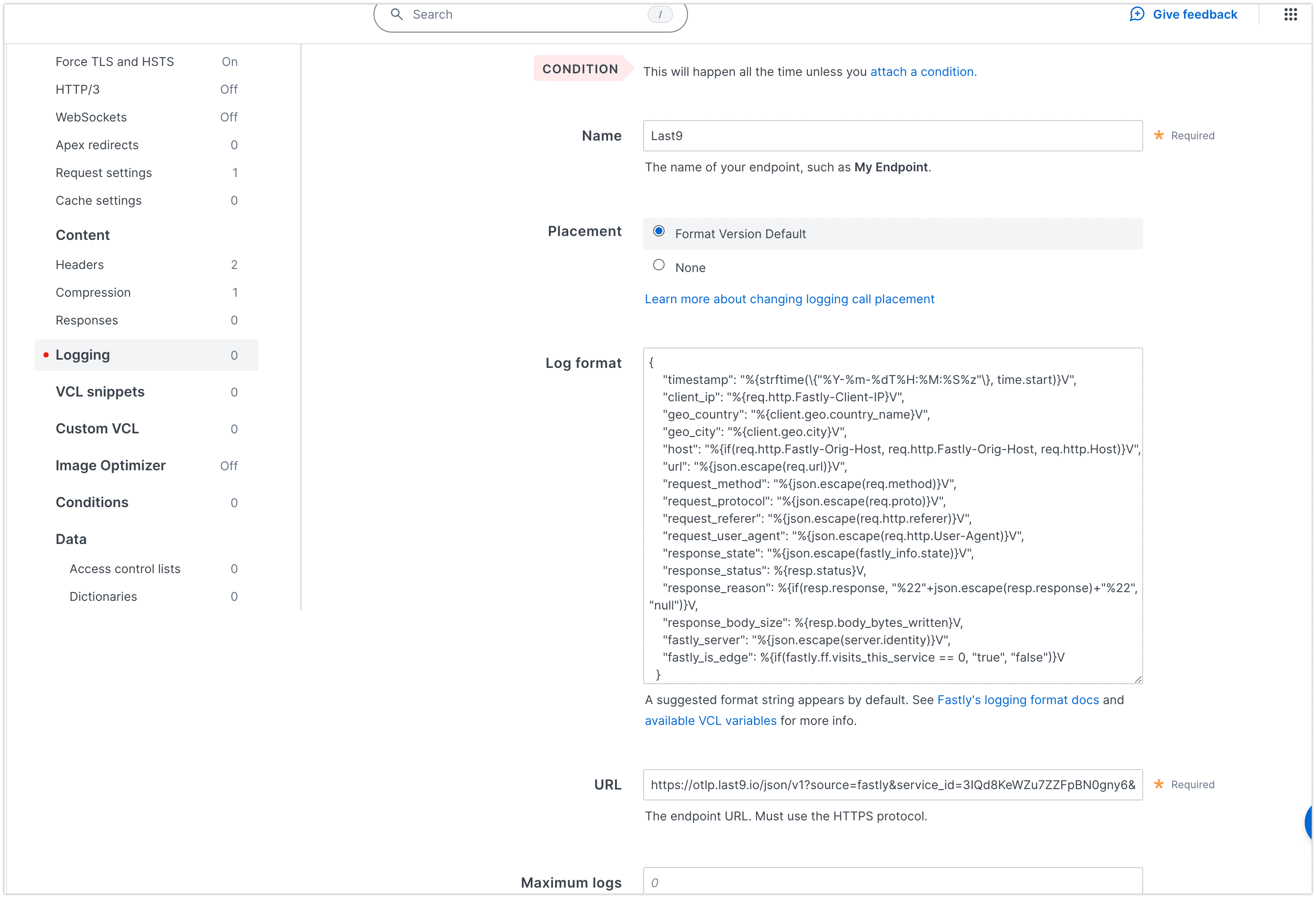 Fastly Last9 ingestion endpoint